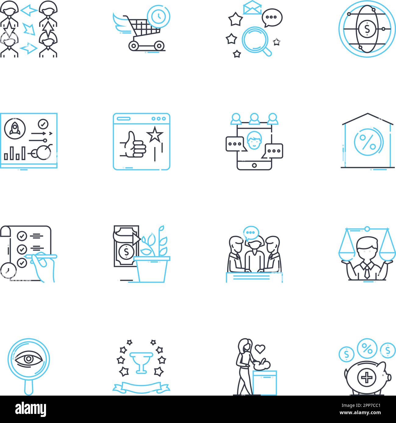 Financial management linear icons set. Budgeting, Investing, Planning ...