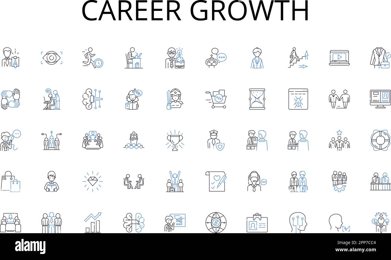 Career growth line icons collection. Separated, Isolated, Remote, Fragmented, Alienated, Disconnected, Detached vector and linear illustration Stock Vector