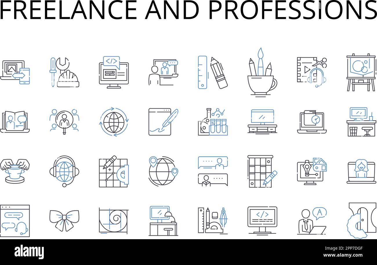 Freelance and professions line icons collection. Career and vocation