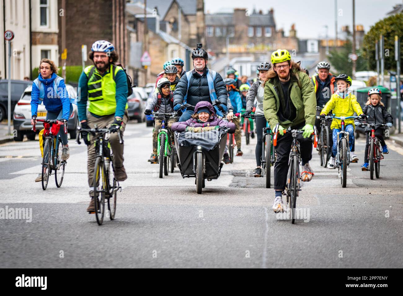 Edinburgh, Scotland. Sat 22 April 2023. Cyclists take part in the Pedal
