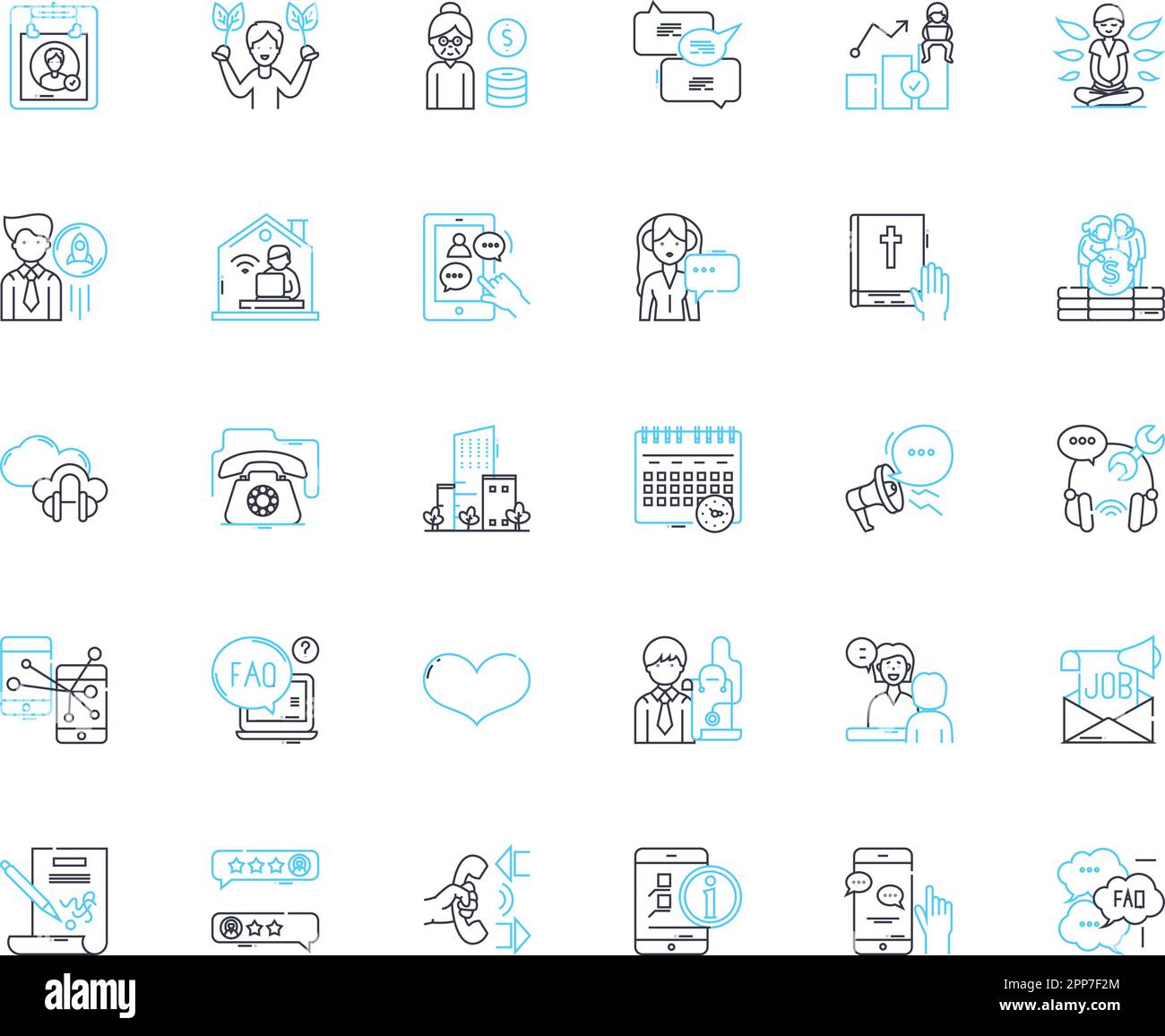 Patron rapport linear icons set. Trust, Relationship, Communication ...