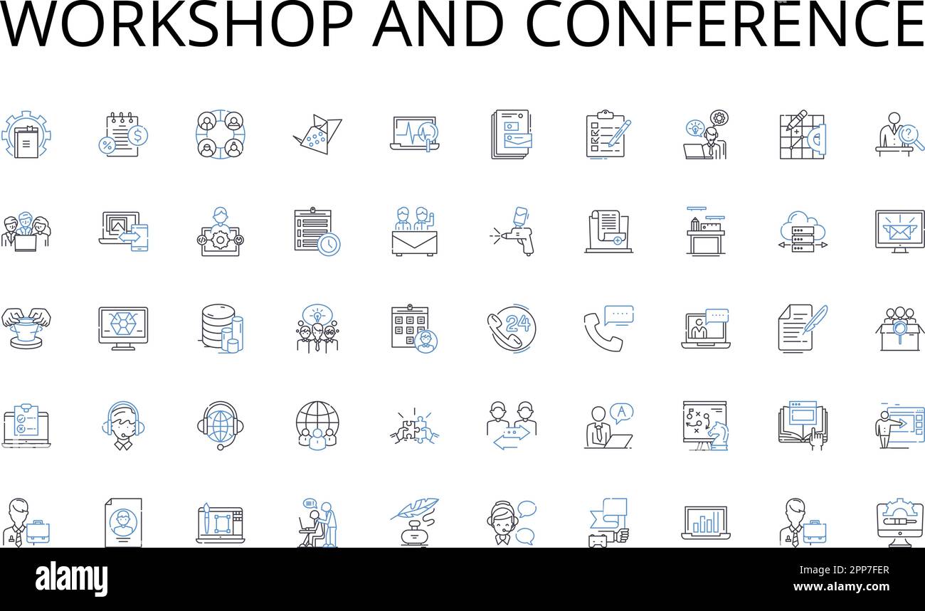 Workshop and conference line icons collection. Leadership, Organization ...
