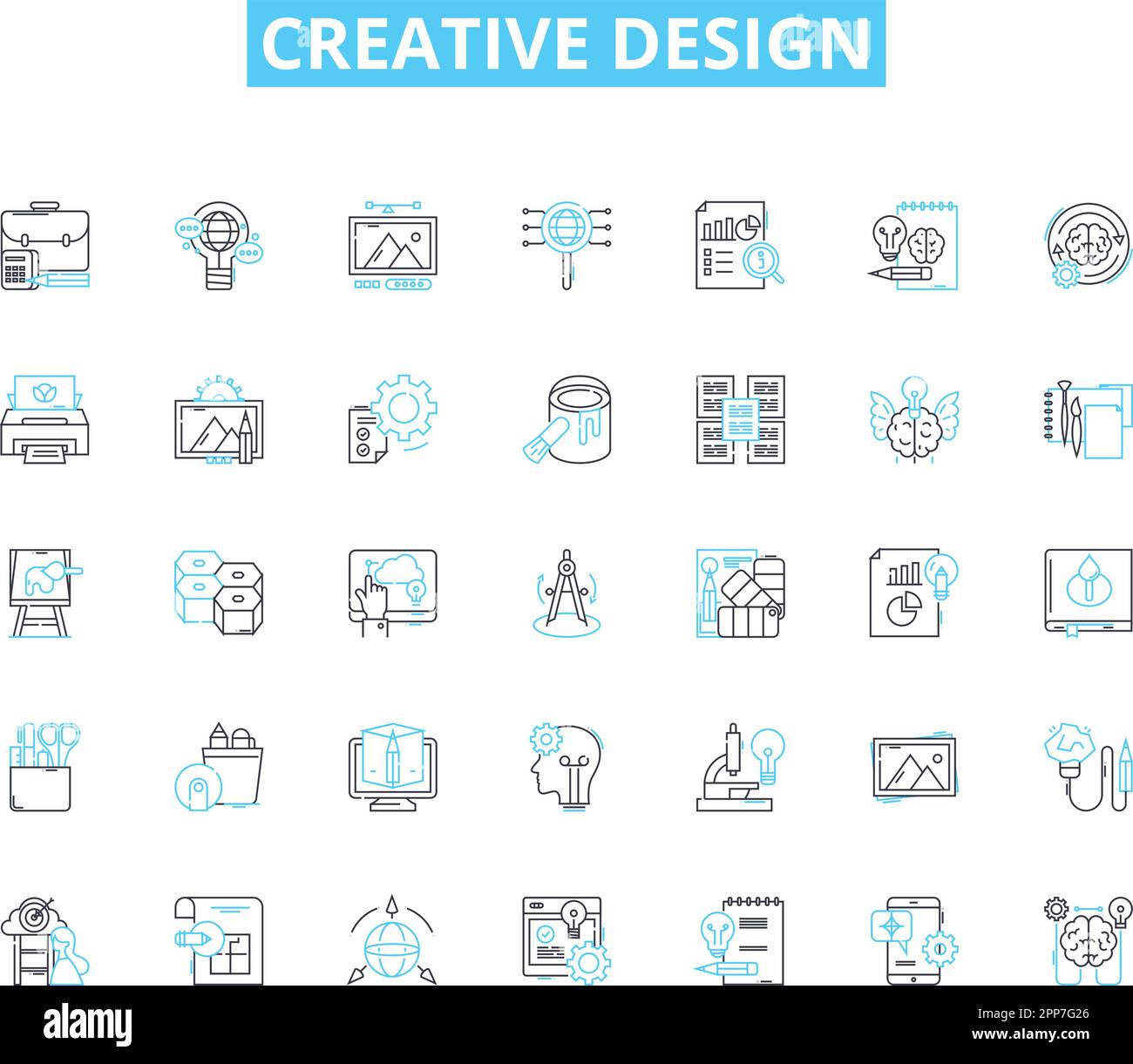 Creative design linear icons set. Aesthetics, Innovation, Inspiration ...