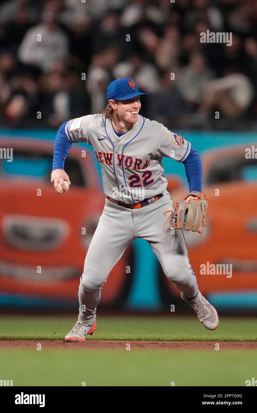 New York Mets third baseman Brett Baty during a baseball game against
