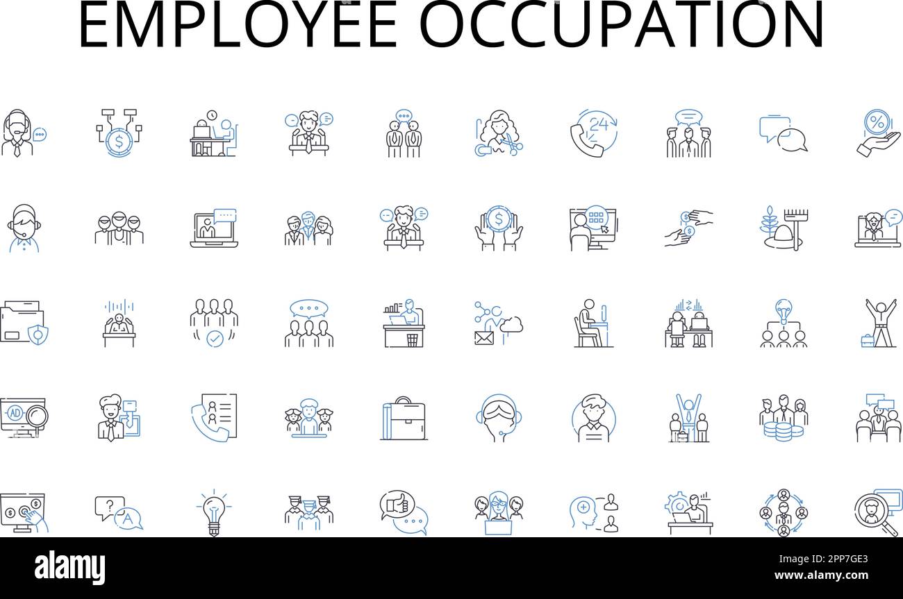 Employee occupation line icons collection. Engagement, Branding, Virality, Influence, Segmentation, Persuasion, Storytelling vector and linear Stock Vector