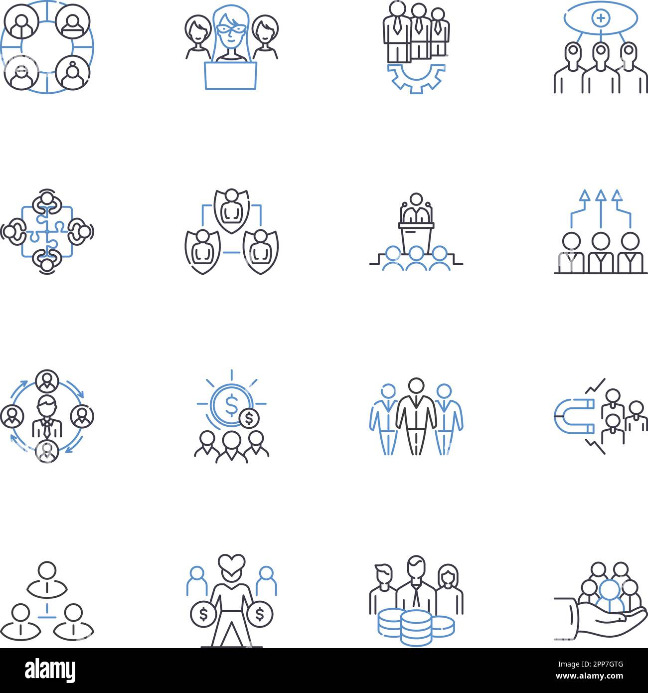Pack group line icons collection. Ensemble, Collaboration, Cohesion, Unity, Synergy, Teamwork, Fellowship vector and linear illustration. Bond Stock Vector