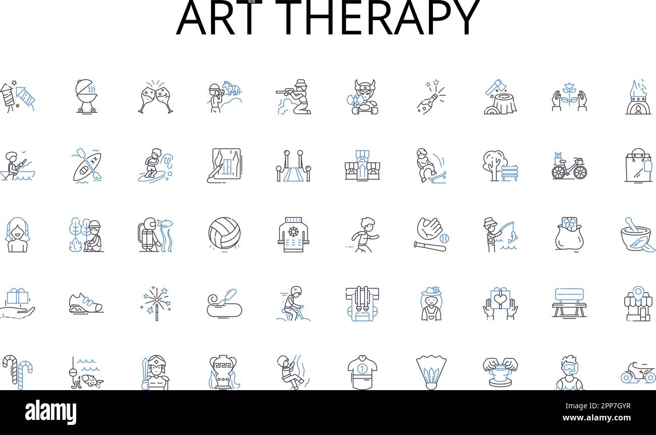 Art therapy line icons collection. Campaign, Branding, Marketing, Strategy, Promotion, Targeting, Messaging vector and linear illustration. Channel Stock Vector