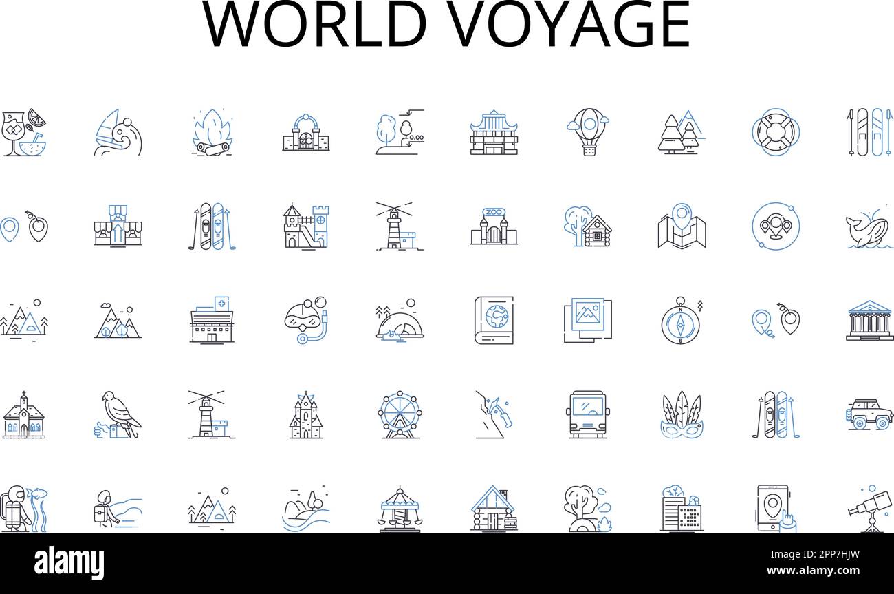 World voyage line icons collection. Queries , Answers , Interrogation , Clarifications , Feedback , Enquiry , Response vector and linear illustration Stock Vector