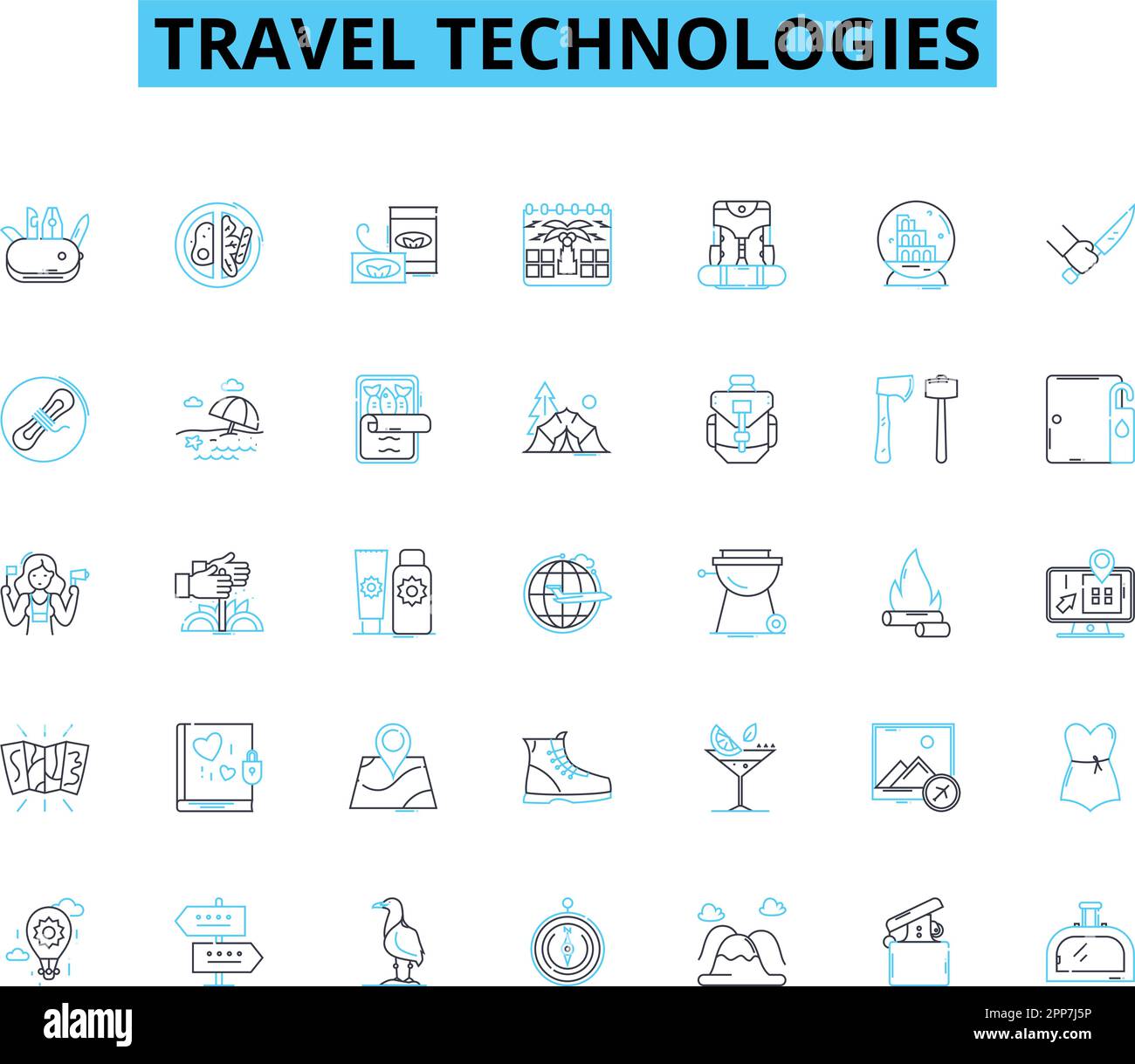travel-technologies-linear-icons-set-geolocation-e-ticketing-virtual