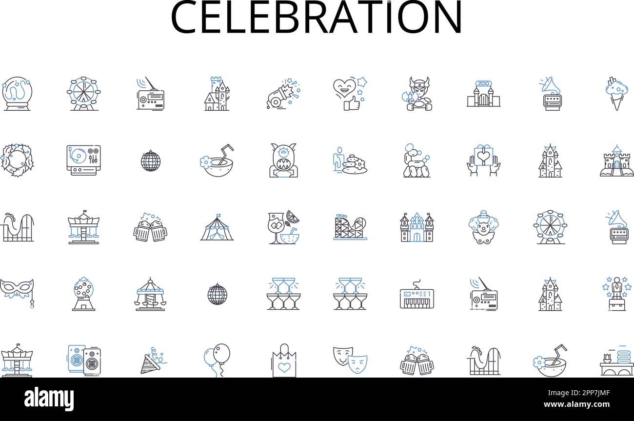 Celebration line icons collection. Artistic, Imaginative, Expressive ...