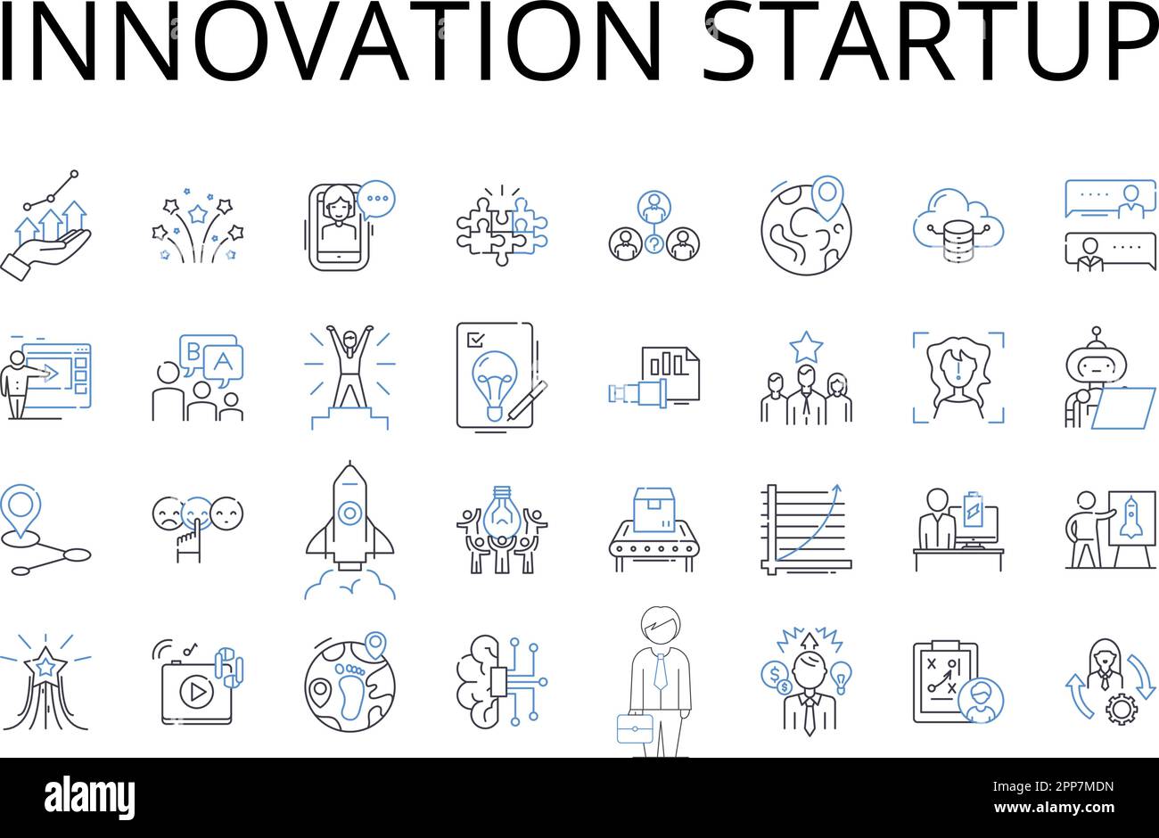 Innovation startup line icons collection. Creative solution, Novel ...