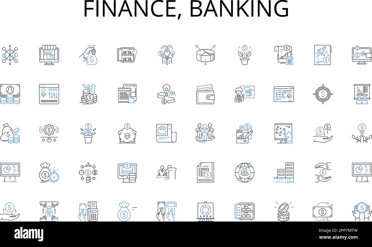 Finance, banking line icons collection. Dictatorship, Oligarchy, Autocracy, Totalitarianism, Authoritarianism, Junta, Monarchy vector and linear Stock Vector