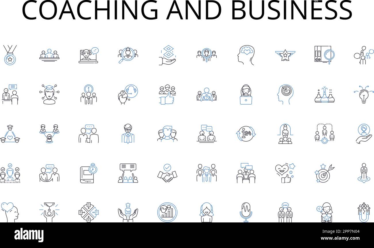 Coaching and business line icons collection. Budget, Revenue, Deficit, Spending, Taxation, Inflation, Austerity vector and linear illustration Stock Vector