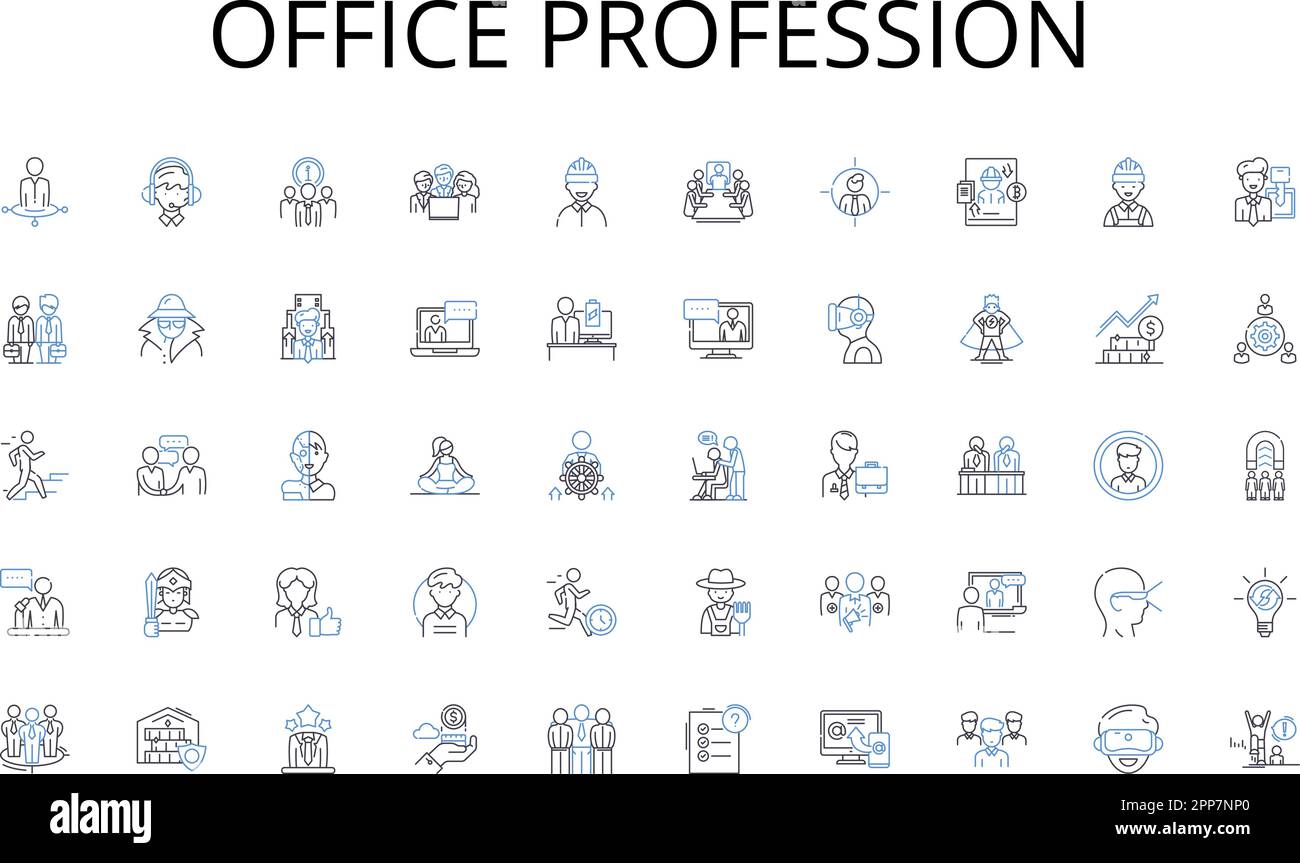 Office profession line icons collection. Settle, Stay, Remain, Reside ...