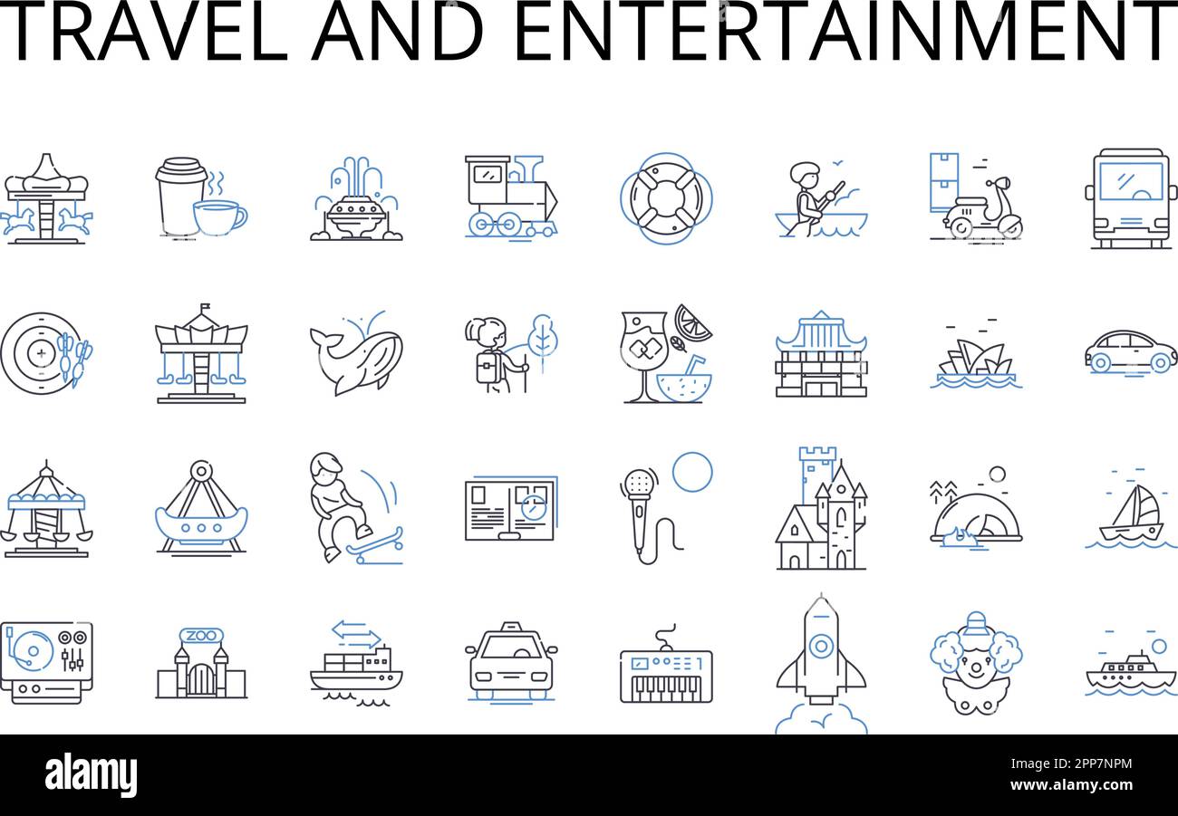 Travel and entertainment line icons collection. Journey, Excursion