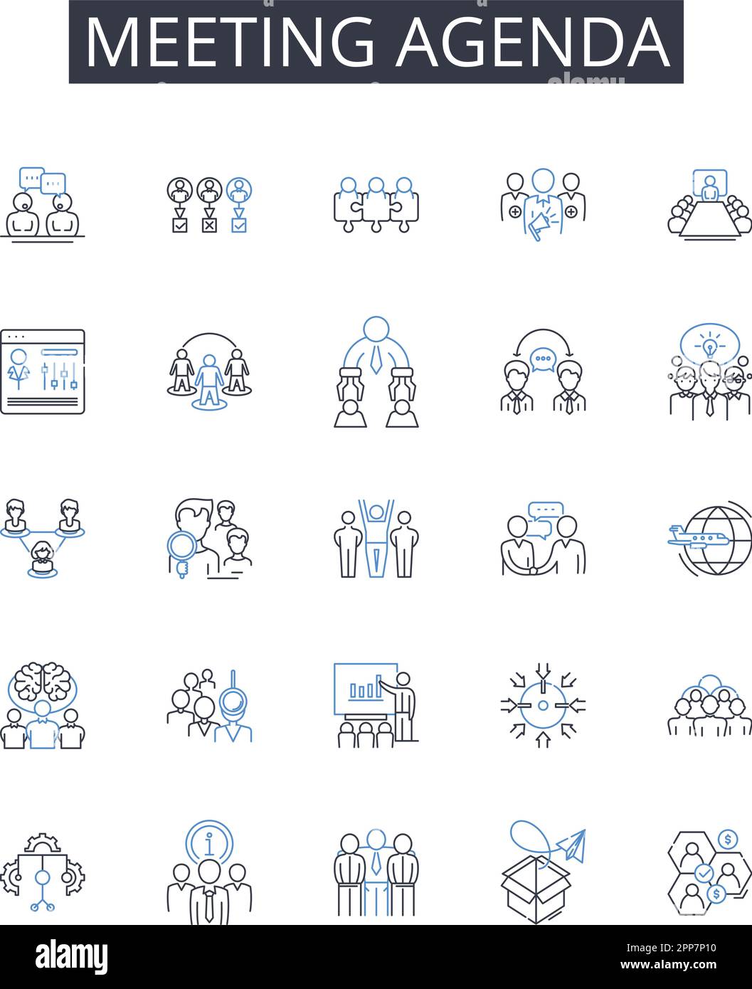 meeting-agenda-line-icons-collection-job-interview-travel-itinerary