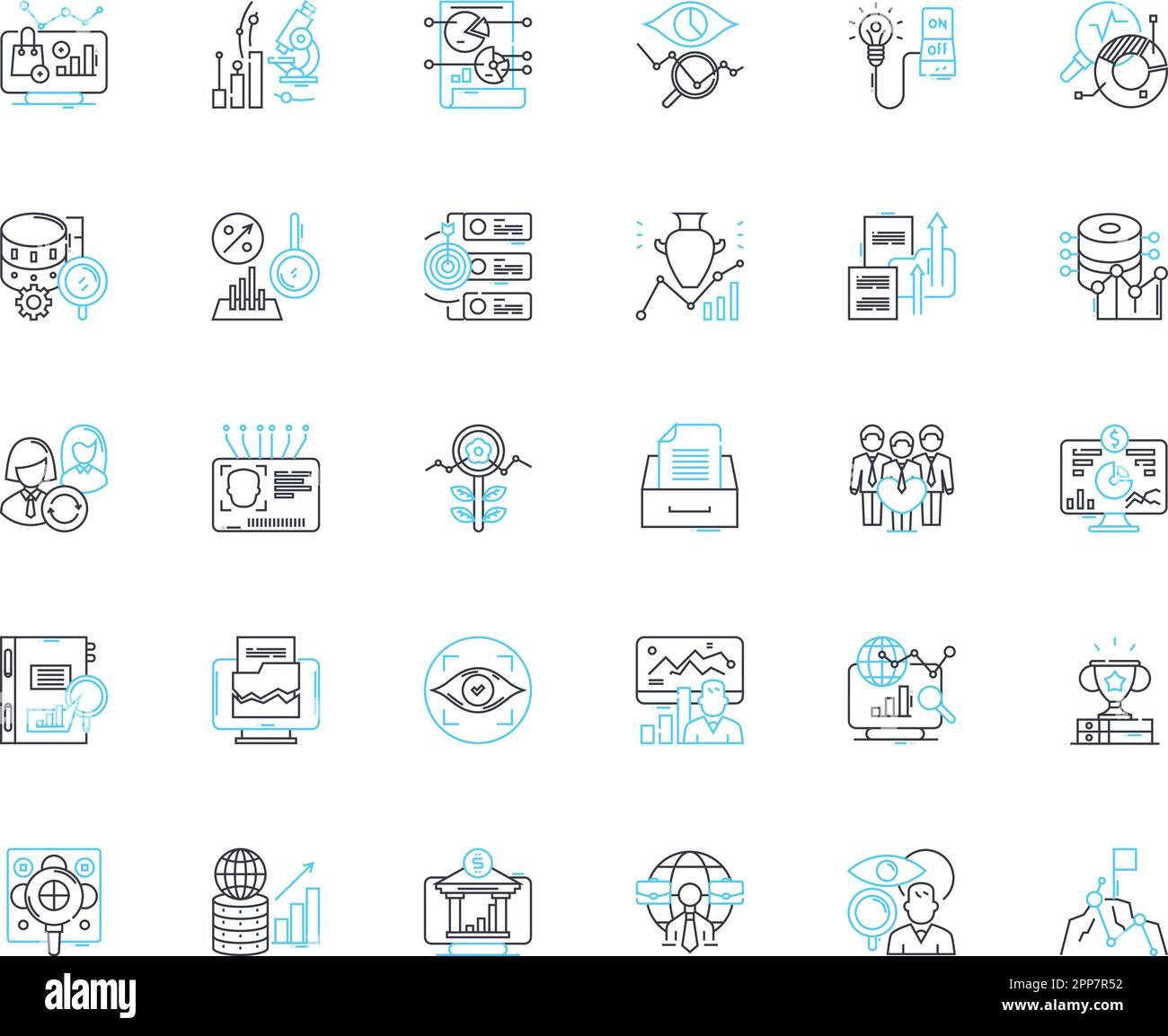 Performance interpretation linear icons set. Artistry, Expression, Dynamics, Emotion, Intensity, Nuance, Impression line vector and concept signs Stock Vector