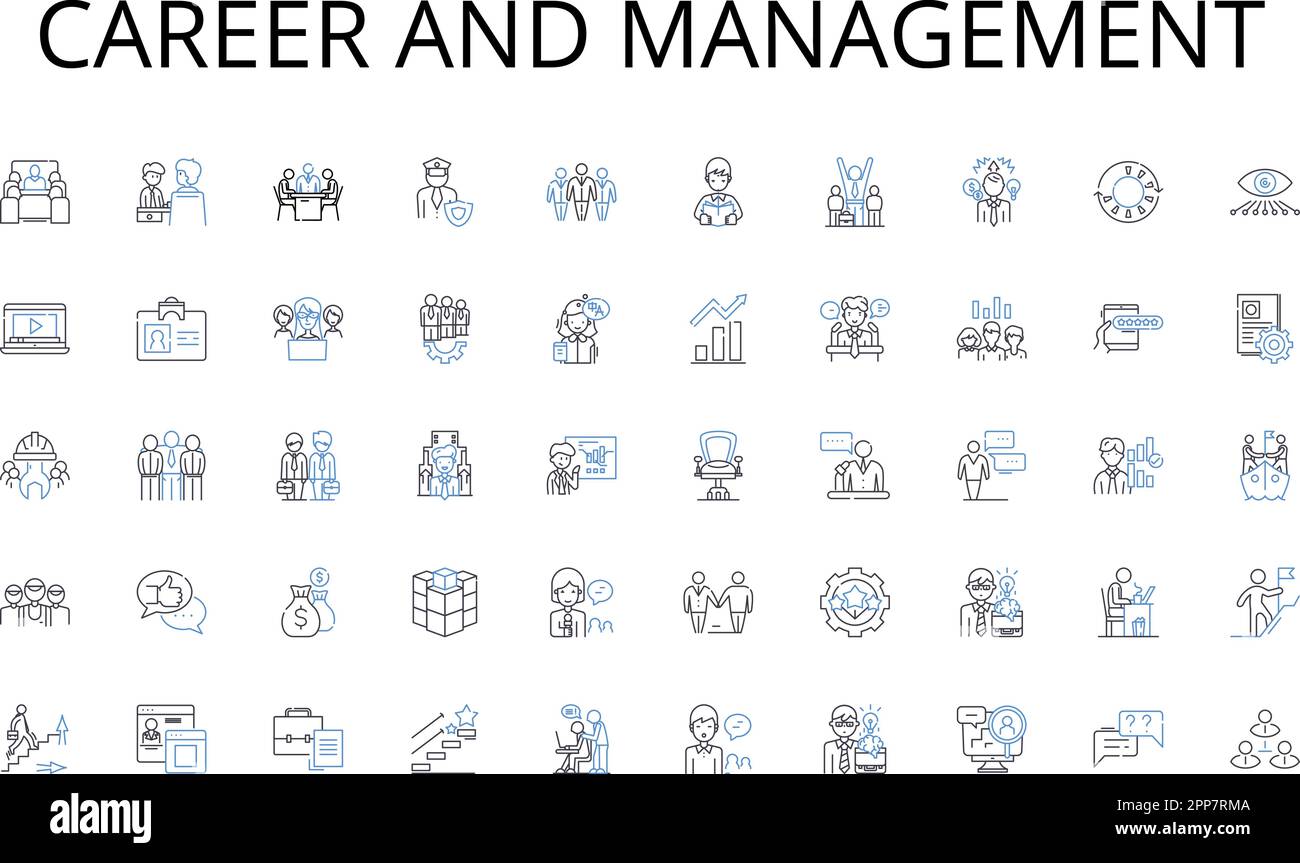 Career and management line icons collection. Organization, Business, Company, Enterprise, Conglomerate, Industry, Corporation vector and linear Stock Vector