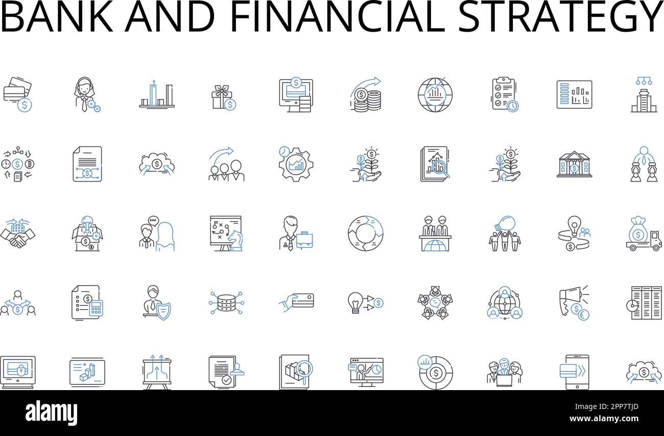 Bank and financial strategy line icons collection. Consumerism ...