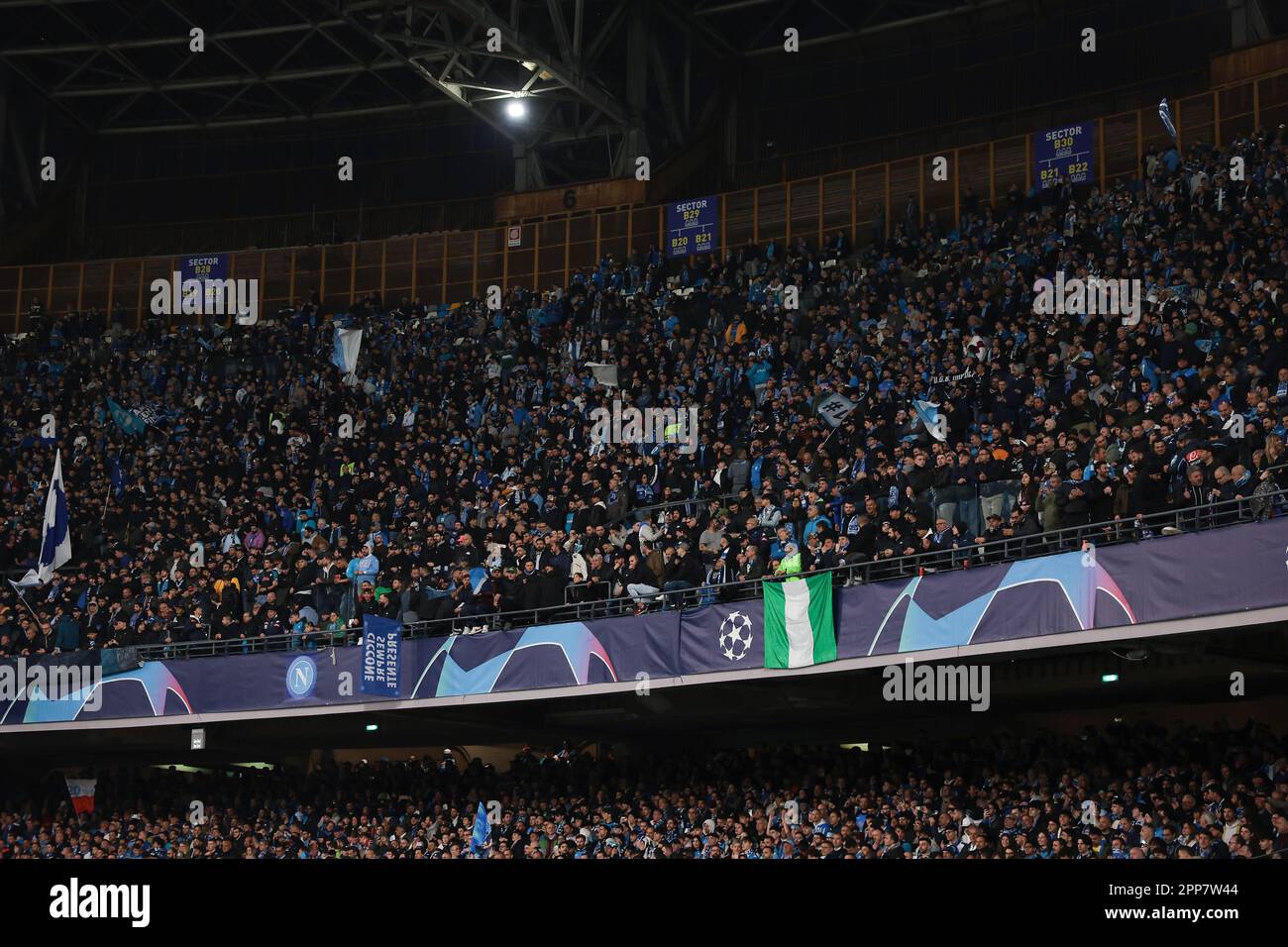 Naples, Italy, 18th April 2023. A general view of the stadium prior to the  UEFA Champions League match at Stadio Diego Armando Maradona, Naples.  Picture credit should read: Jonathan Moscrop / Sportimage
