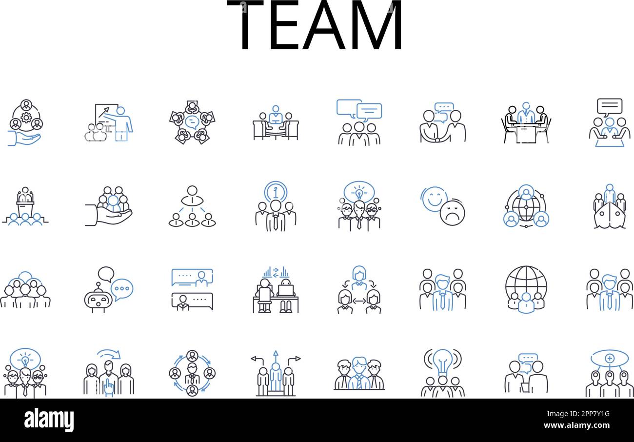 Team line icons collection. Squad, Group, Gang, Unit, Troop, Company