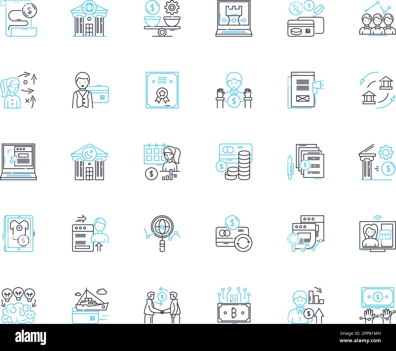 Diagram banking linear icons set. Visualization, Finance, Graph, Chart ...