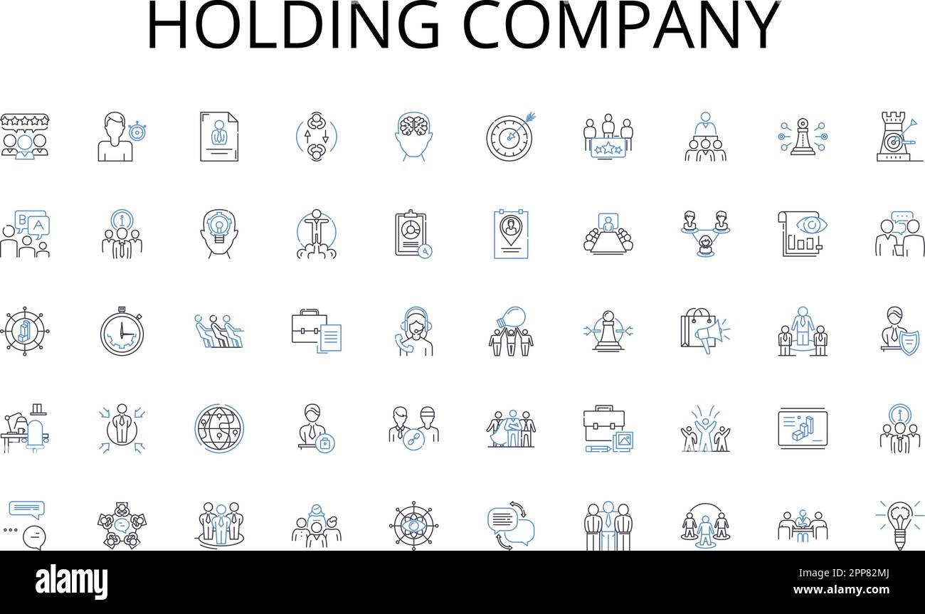 Holding company line icons collection. Stability, Reliability, Assurance, Protection, Sustainability, Certainty, Dependability vector and linear Stock Vector