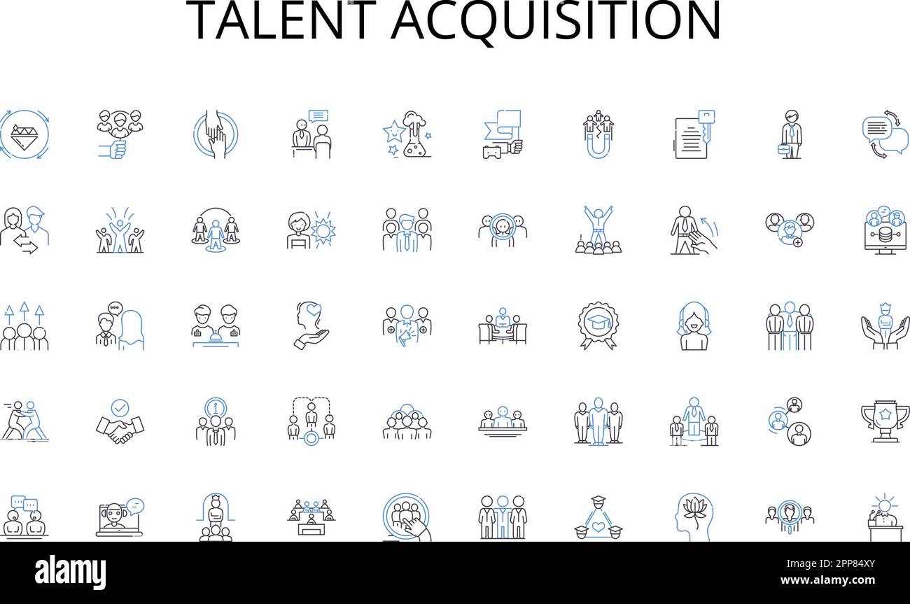Talent acquisition line icons collection. Melodic, Cheerful, Vibrant ...