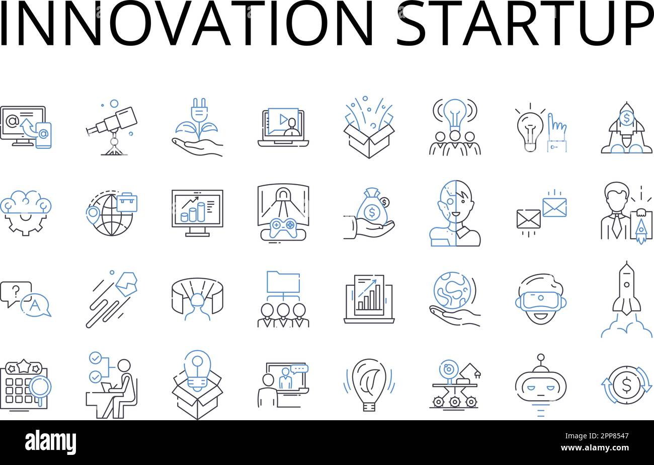 Innovation Startup Line Icons Collection. Creative Solution, Novel ...