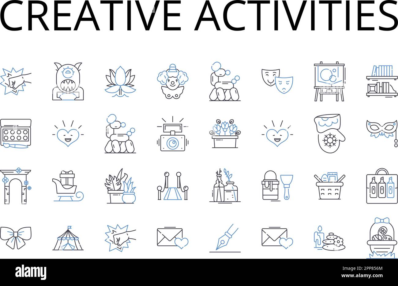 Creative activities line icons collection. Artistic expression ...