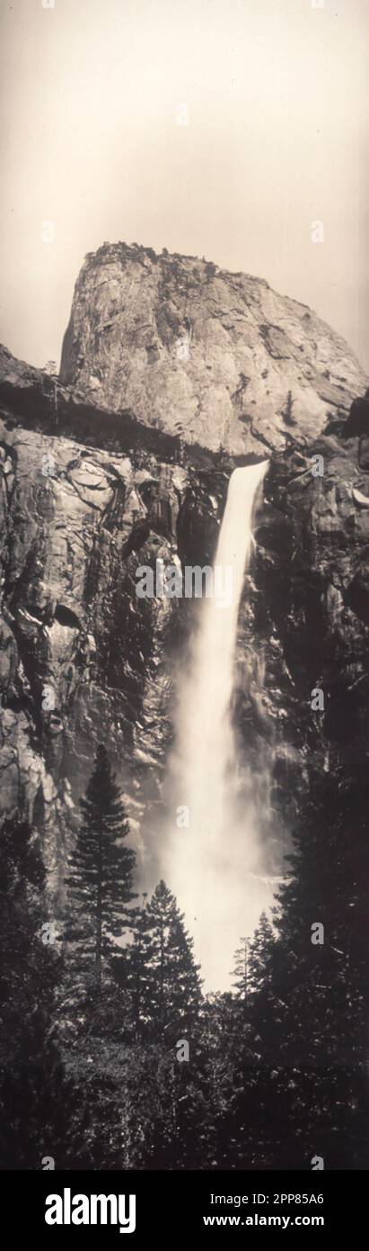 Photo Ancienne Yosemite - Bridal Veil Falls, Isaac West Taber, Tirage Albuminé 1880