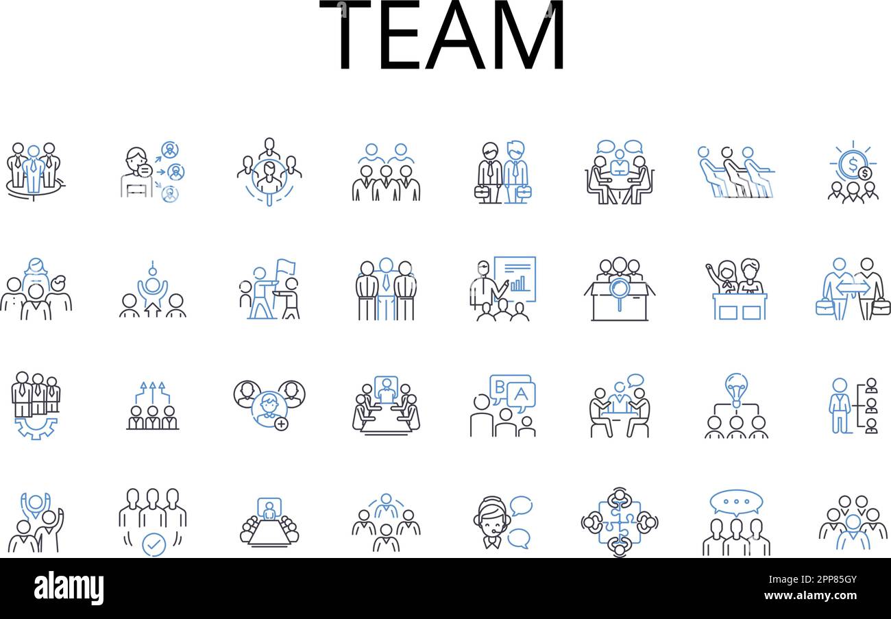 Team line icons collection. Squad, Group, Gang, Unit, Troop, Company