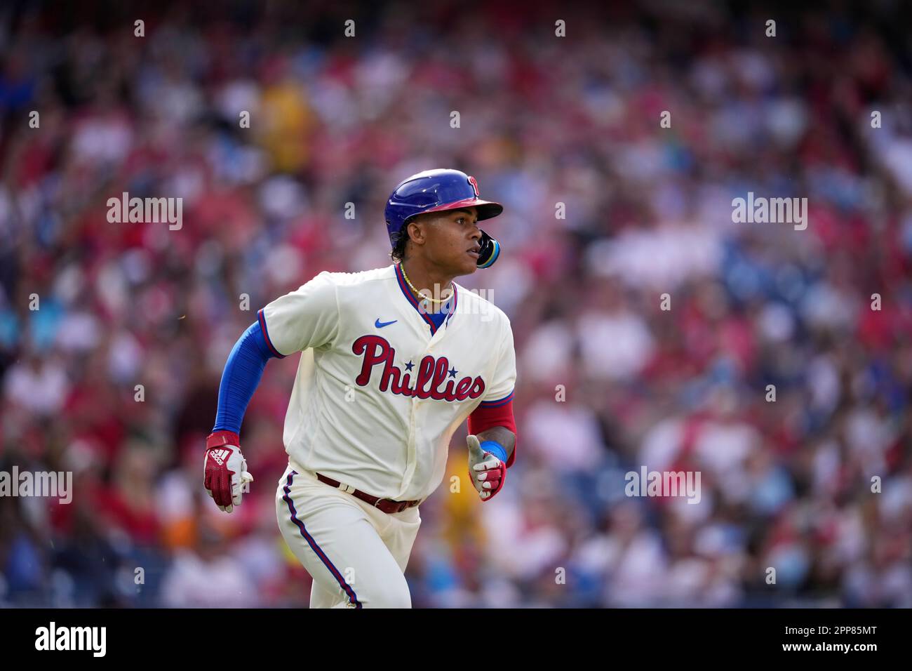 Philadelphia Phillies' Cristian Pache plays during a baseball game