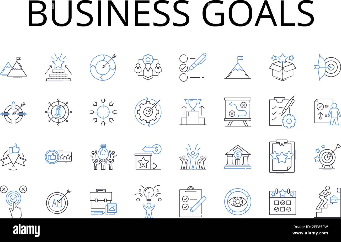 Business goals line icons collection. Financial targets, Corporate