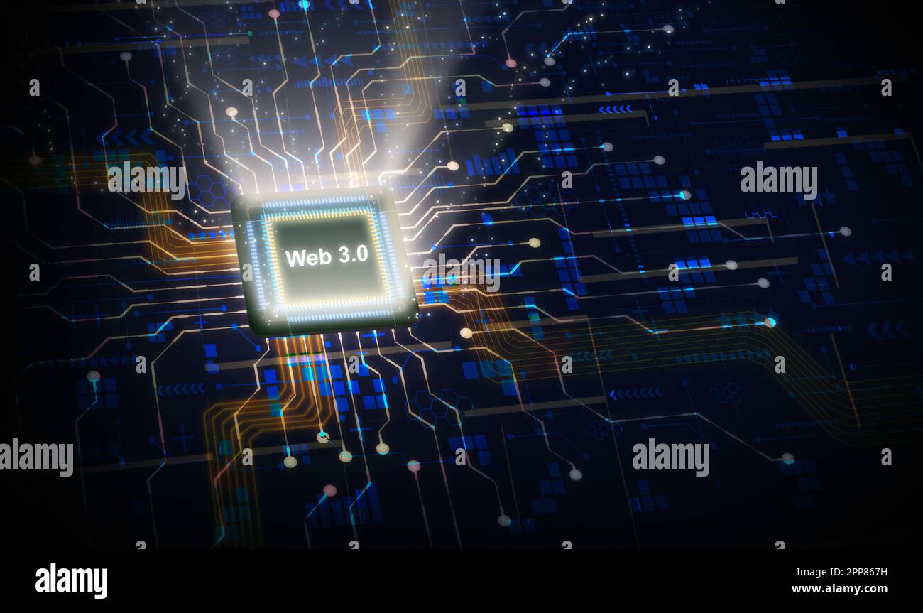 Web 3 0 concept a powerful central computer processor or cpu is