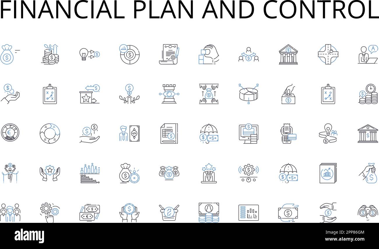 financial plan and control line icons collection. Meetup, Reunion, Convene, Assembly, Rally, Get-together, Gathering vector and linear illustration Stock Vector