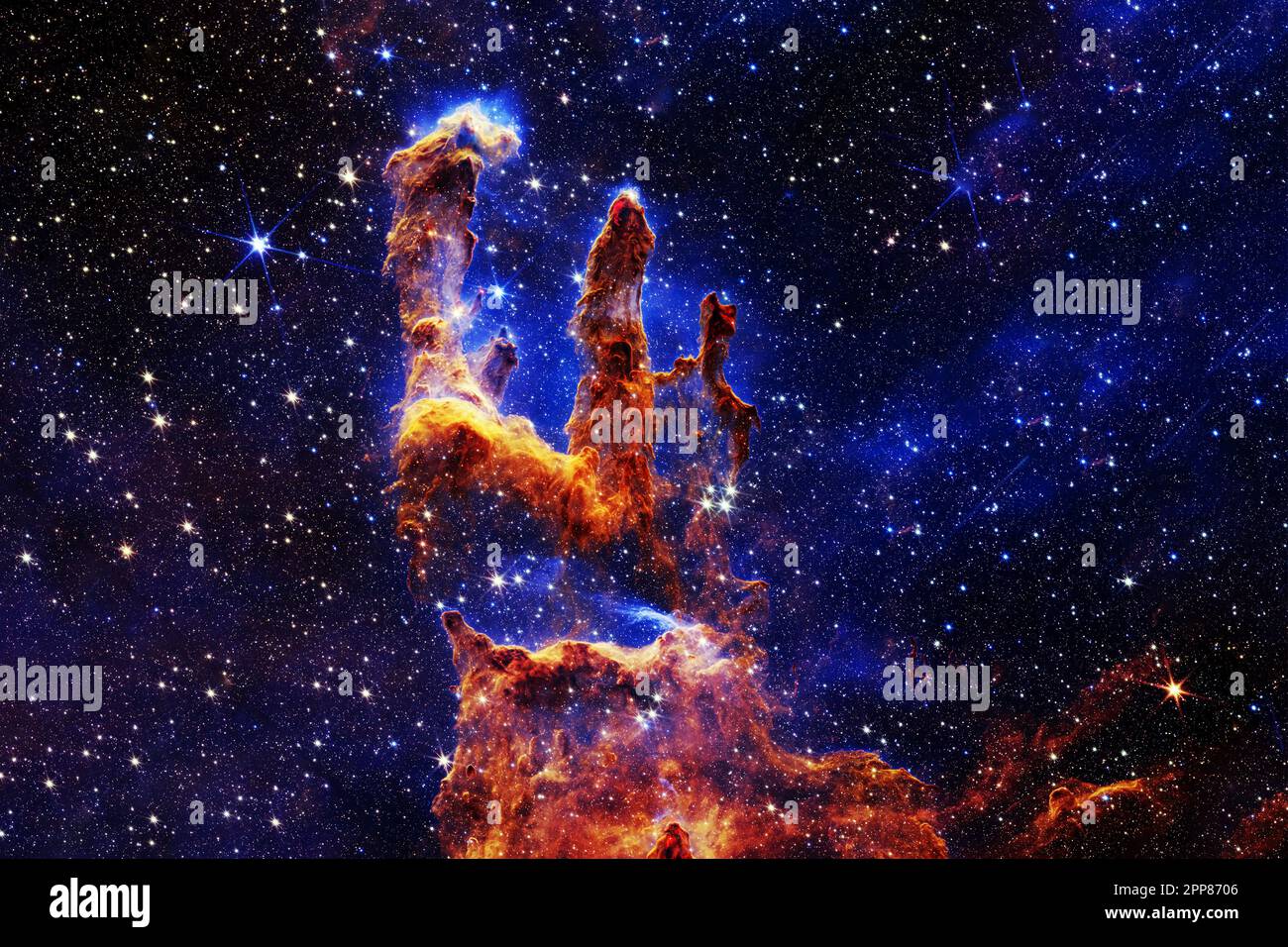 The pillars of creation, the cosmic nebula. Elements of this image
