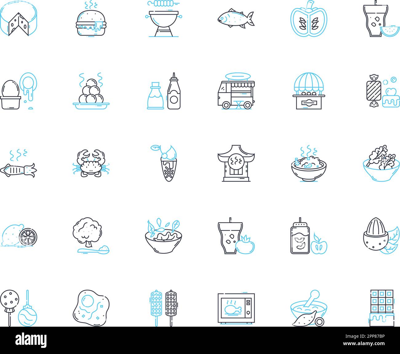 Food bistro linear icons set. Gourmet, Farm-to-table, Fusion, Artisanal ...