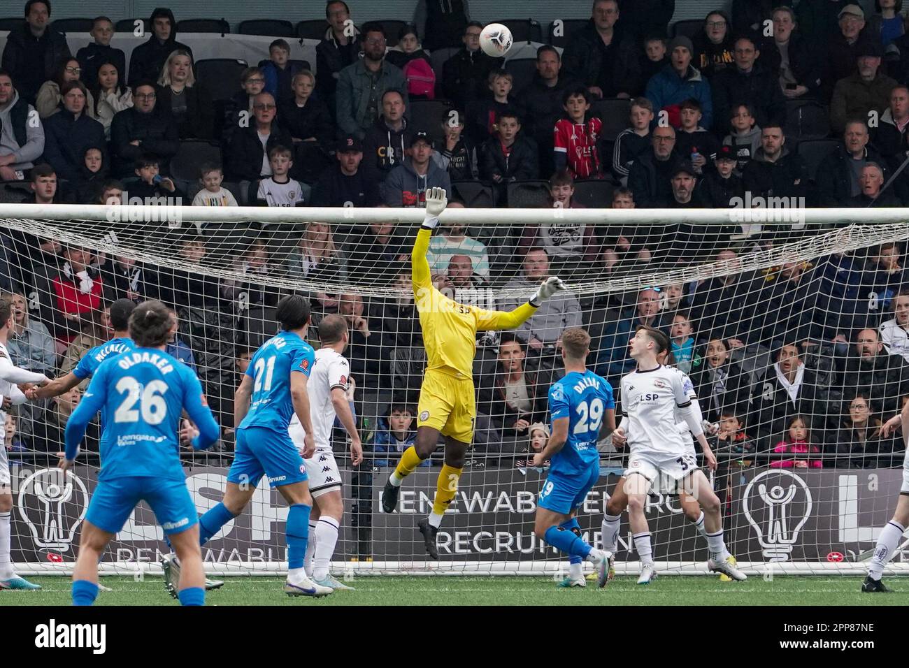 Bromley, United Kingdom on 22 April 2023. Bromley FC goalkeeper Reice Charles-Cook during the Bromley FC vs Chesterfield FC, National League match at Hayes Lane, Bromley, United Kingdom on 22 April 2023 Credit: Every Second Media/Alamy Live News Stock Photo