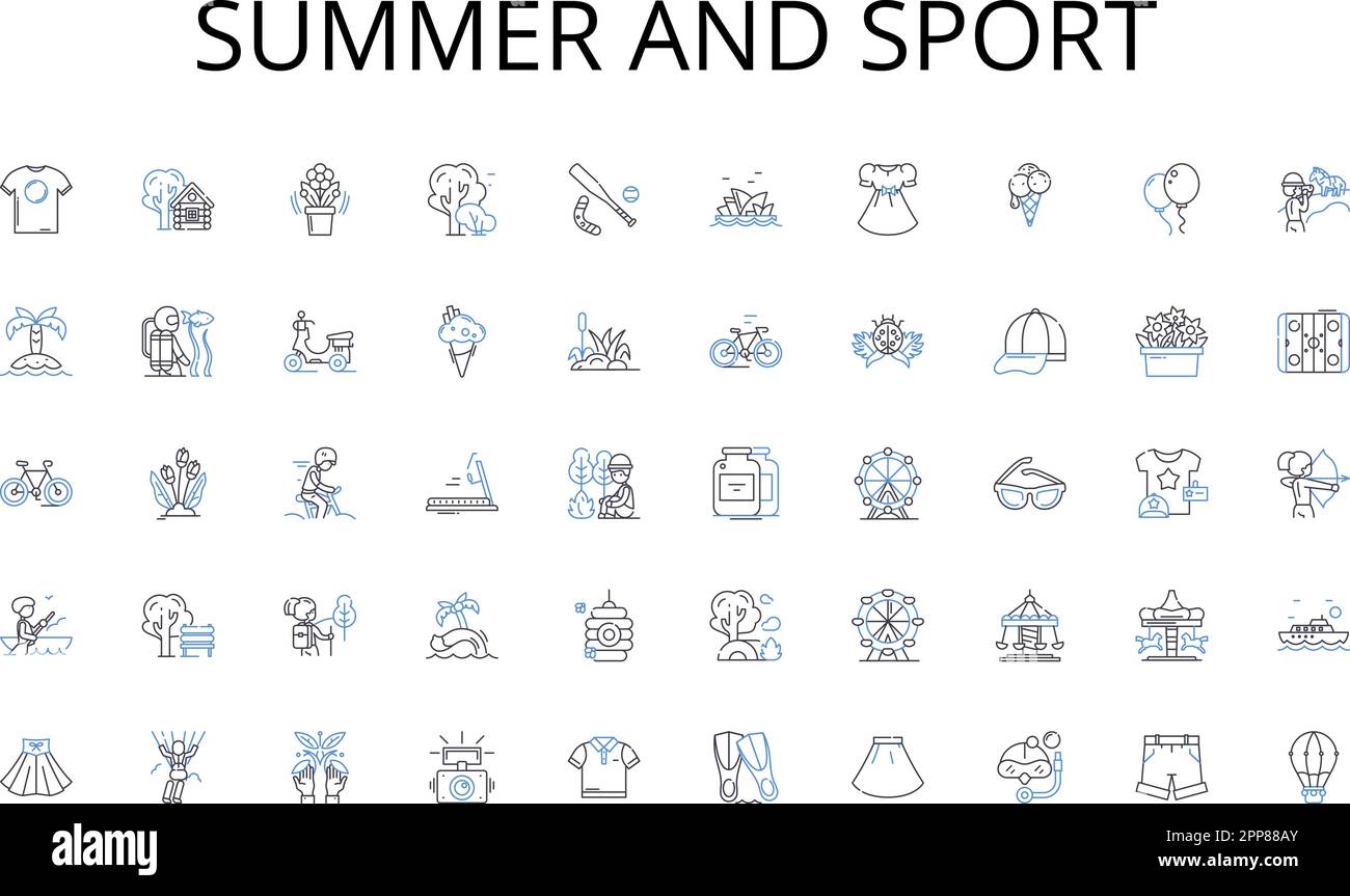 Summer and sport line icons collection. Agility, Strength, Endurance, Flexibility, Coordination
