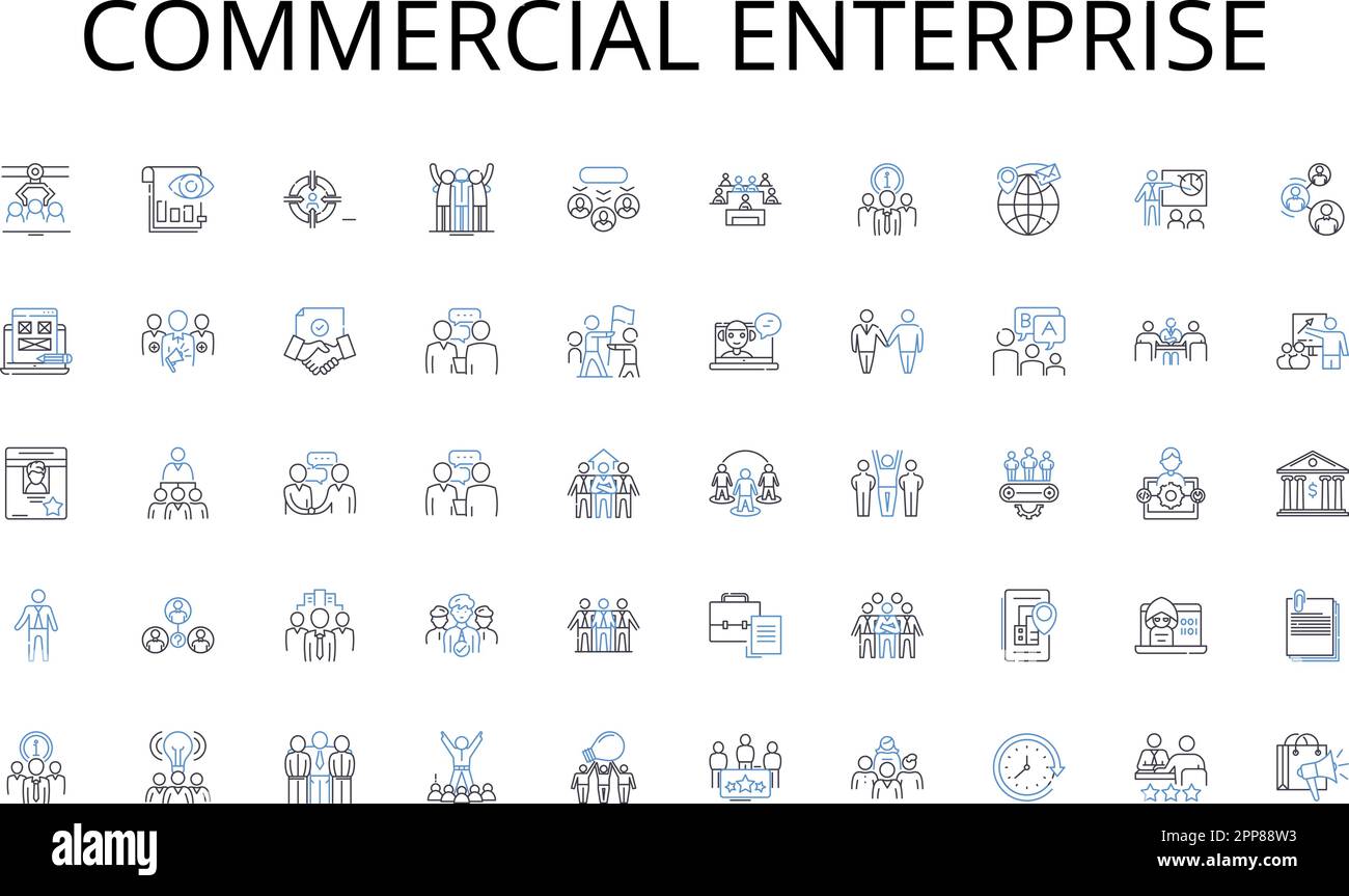 Commercial enterprise line icons collection. Innovation, Strategy