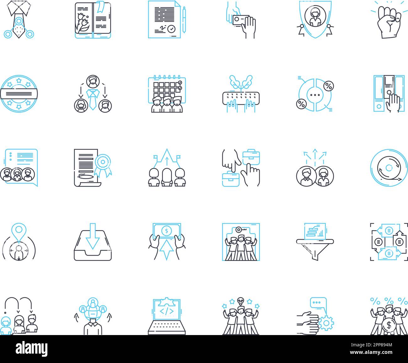 Organization linear icons set. Efficiency, Collaboration, Structured ...