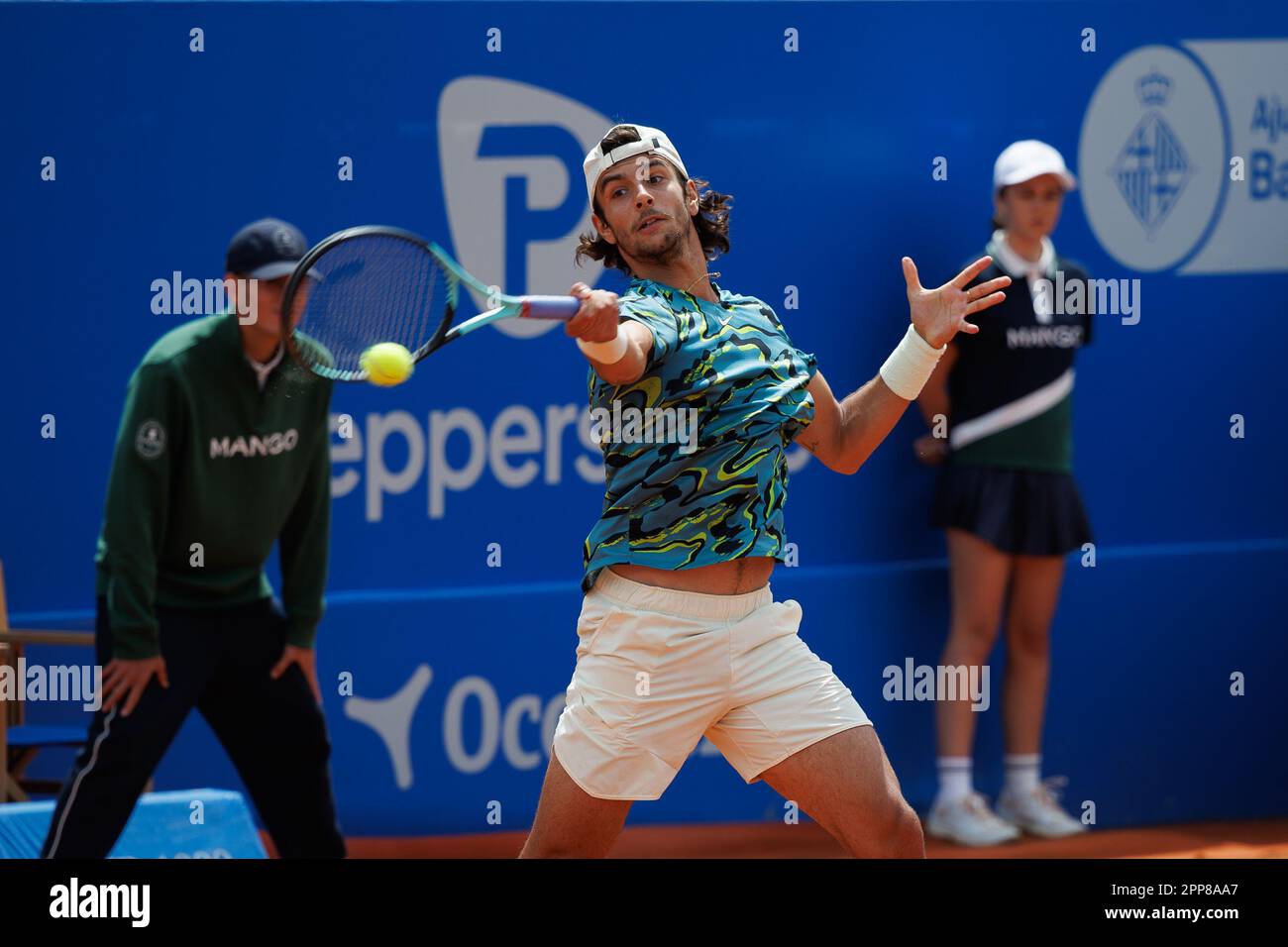 Barcelona, Spain. 22nd Apr, 2023. Lorenzo Musetti in action during the ...