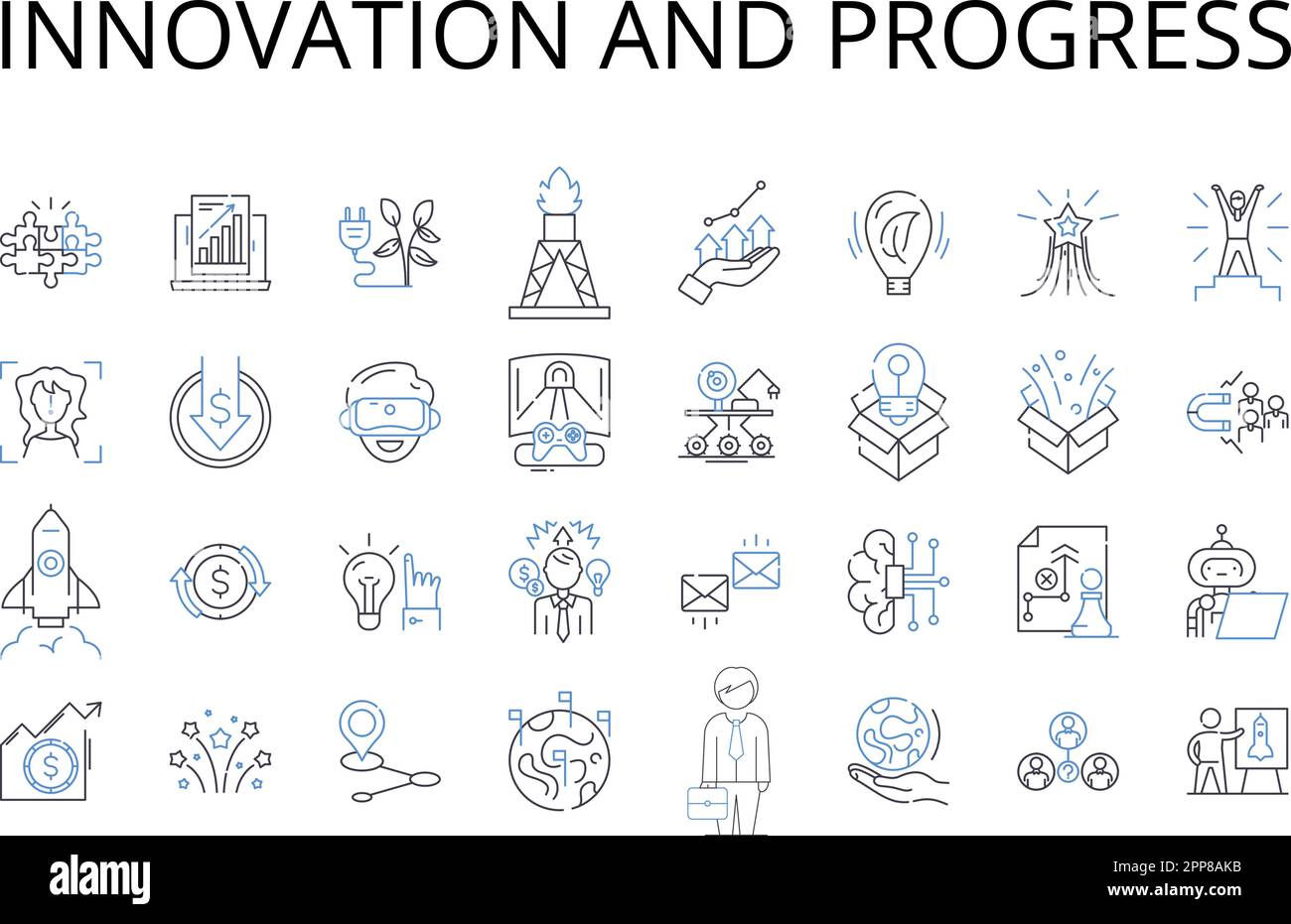 Innovation and progress line icons collection. Improvement, Advancement