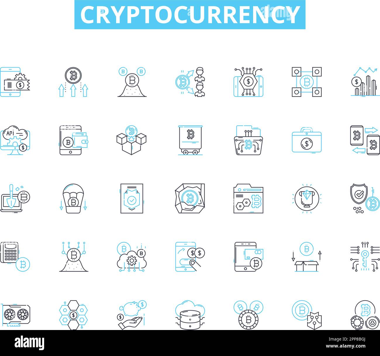 Cryptocurrency linear icons set. Bitcoin, Blockchain, Ethereum, Altcoins,  Mining, Wallets, Trading line vector and concept signs. Exchange Stock  Vector Image & Art - Alamy