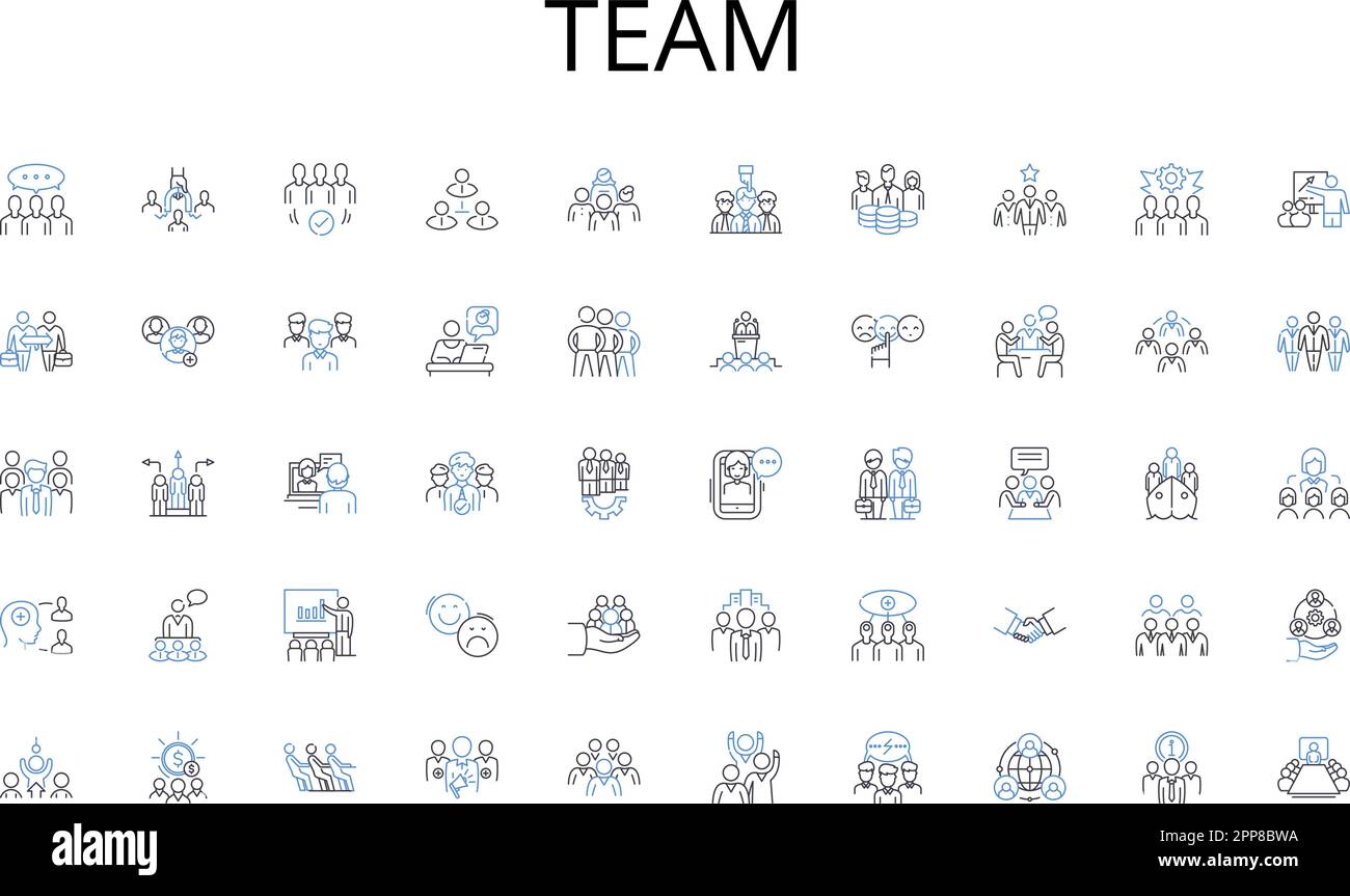Team line icons collection. Segmentation, Targeting, Positioning, Differentiation, Branding, Promotion, Advertising vector and linear illustration Stock Vector