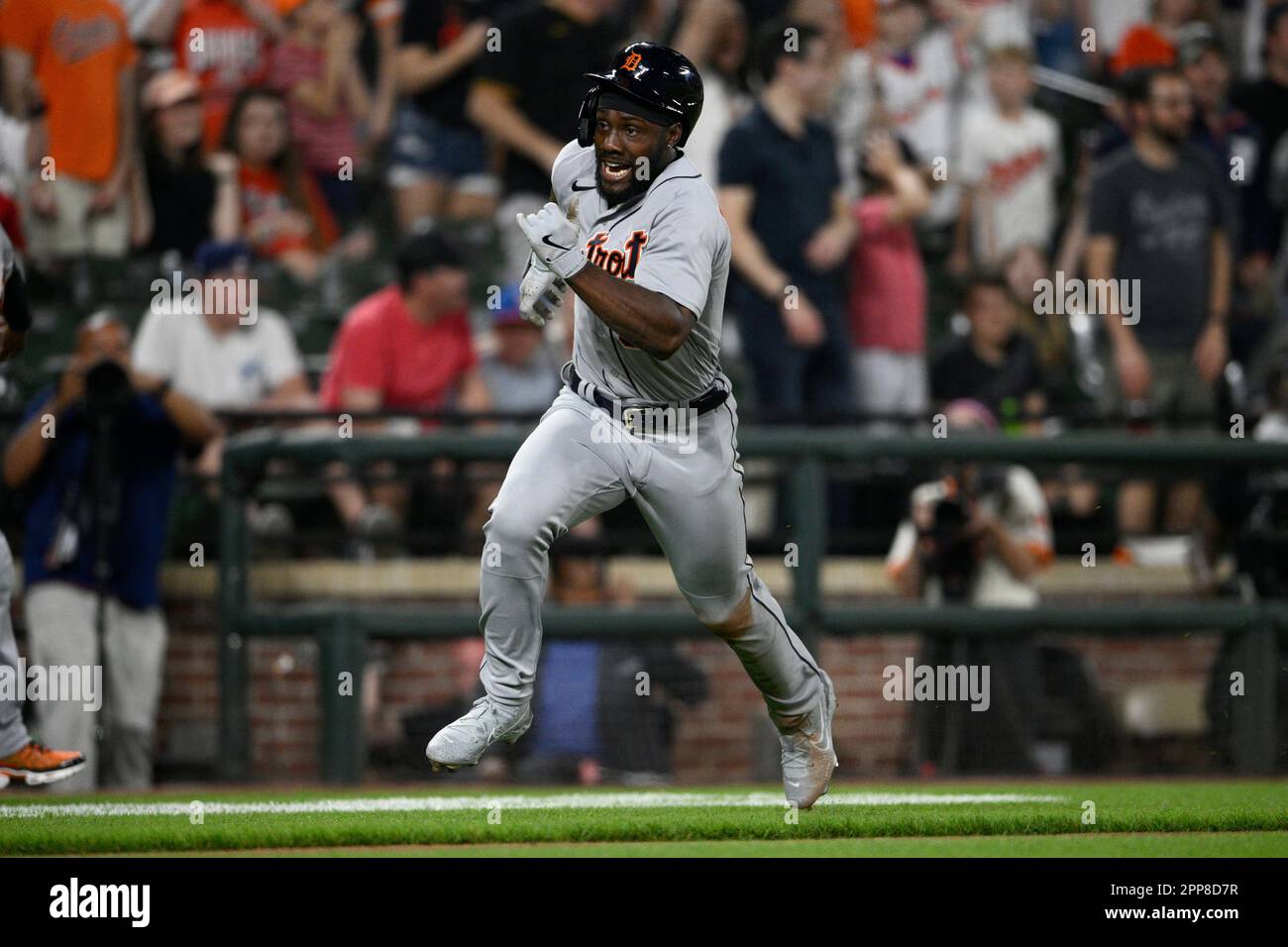 Detroit Tigers' Akil Baddoo in action during a baseball game against the  Baltimore Orioles, Friday, April 21, 2023, in Baltimore. (AP Photo/Nick  Wass Stock Photo - Alamy