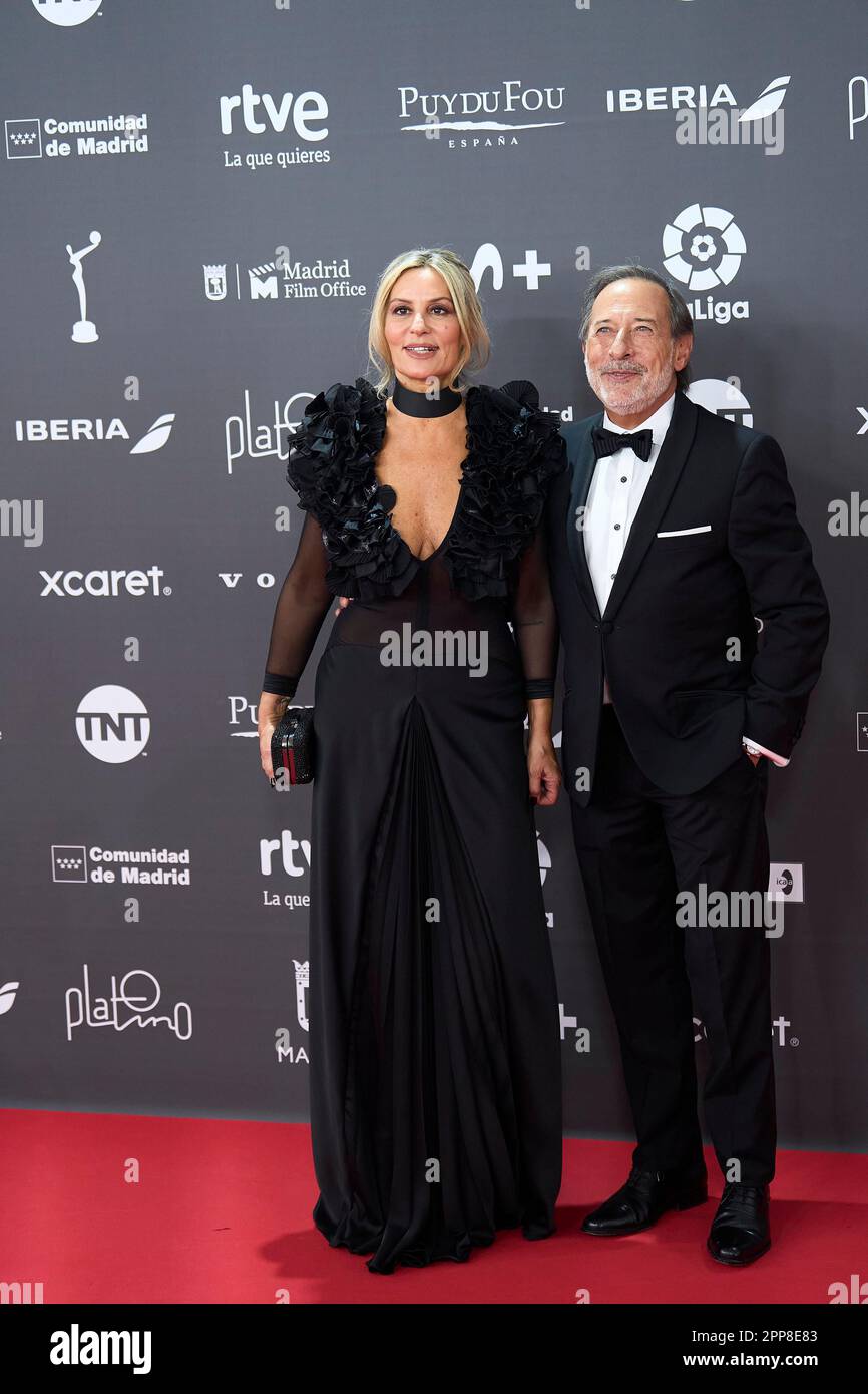 April 22, 2023, Madrid, Madrid, Spain: Guillermo Francella, Marynes Brena attends 10th Platino Awards for Ibero-American Cinema 2023 Rec Carpet at Palacio Municipal de Congresos-IFEMA Madrid on April 22, 2023 in Madrid, Spain (Credit Image: © Jack Abuin/ZUMA Press Wire) EDITORIAL USAGE ONLY! Not for Commercial USAGE! Stock Photo