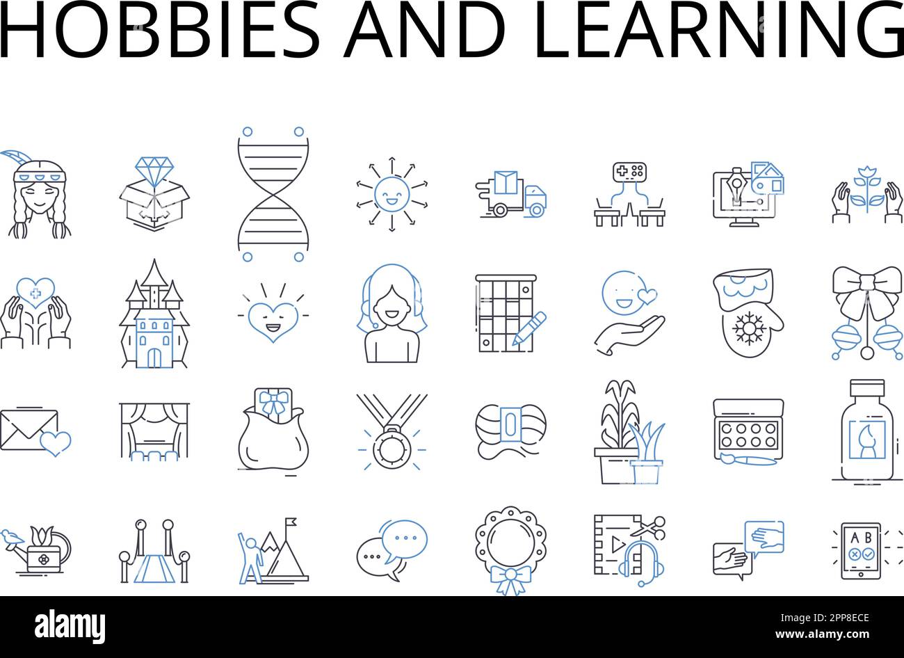 Hobbies and learning line icons collection. Pastime, Leisure activity ...