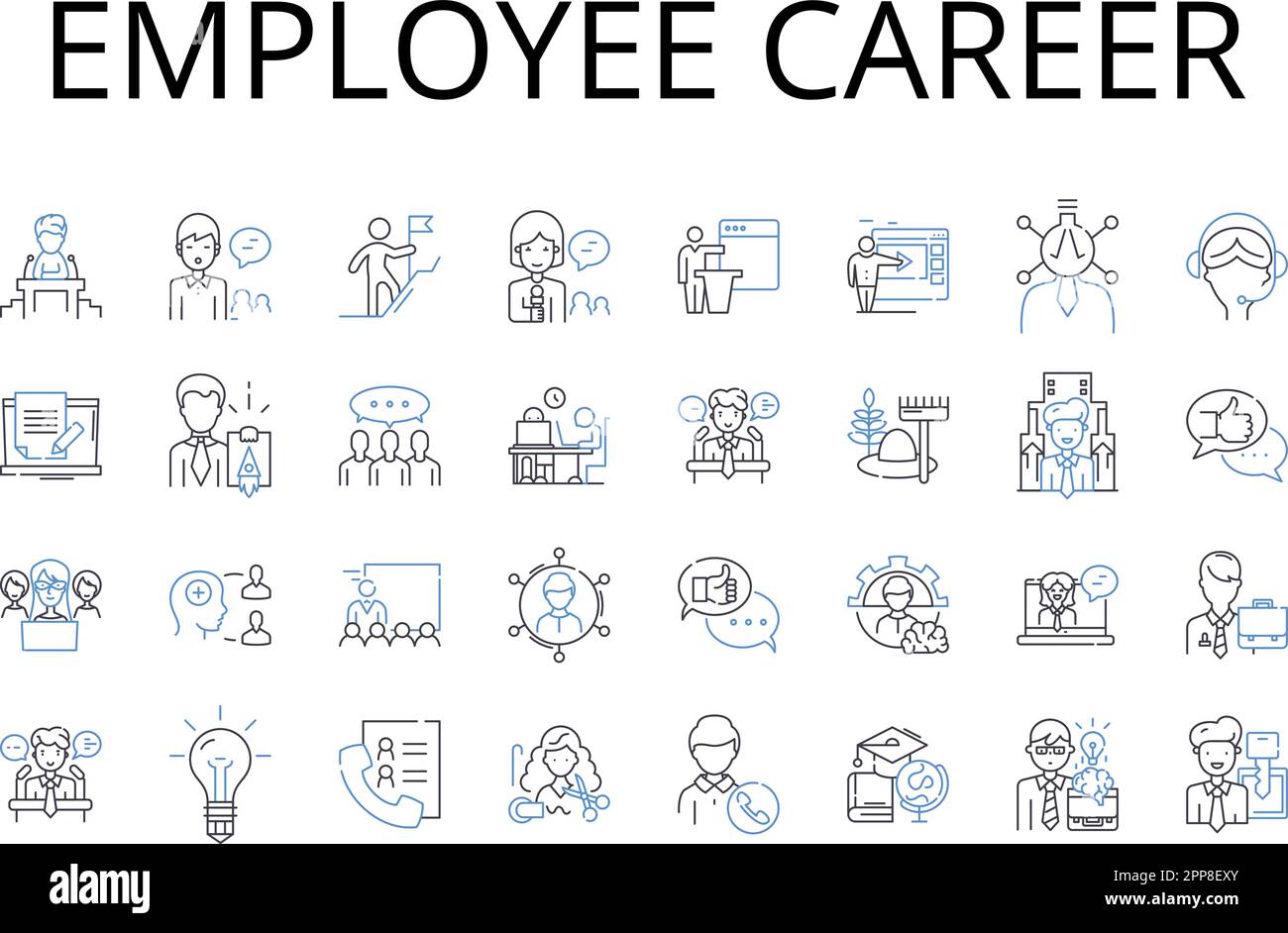 Employee career line icons collection. Business venture, Professional